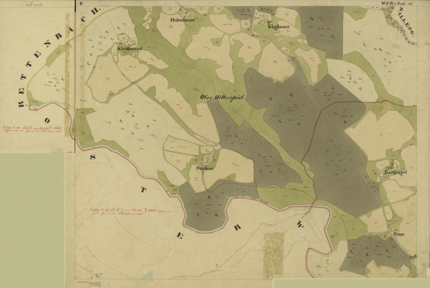 Ein alter Stadtplan von Stuttgart, Deutschland, der Stadtgrenzen, Straßen, Gebäude, Sehenswürdigkeiten und Text mit zusätzlichen Stadtinformationen zeigt.