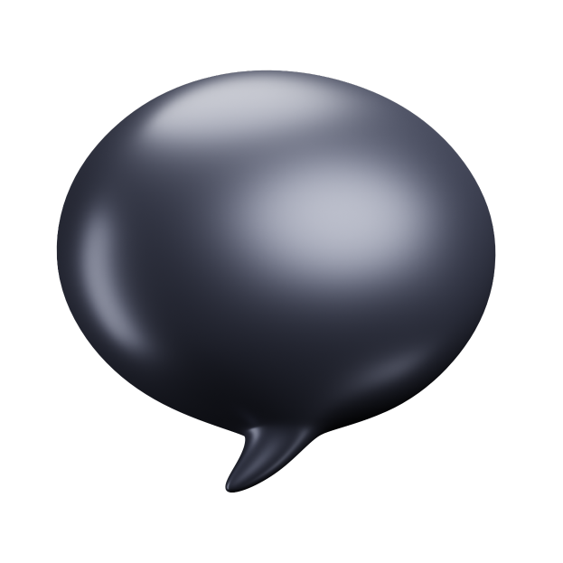 Eine schwarze Sprechblase auf einem weißen Hintergrund scheint in der Luft zu schweben.