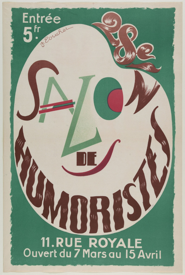 Plakat, das eine Humoristen-Salon-Vorführung in Paris, Frankreich, ankündigt.