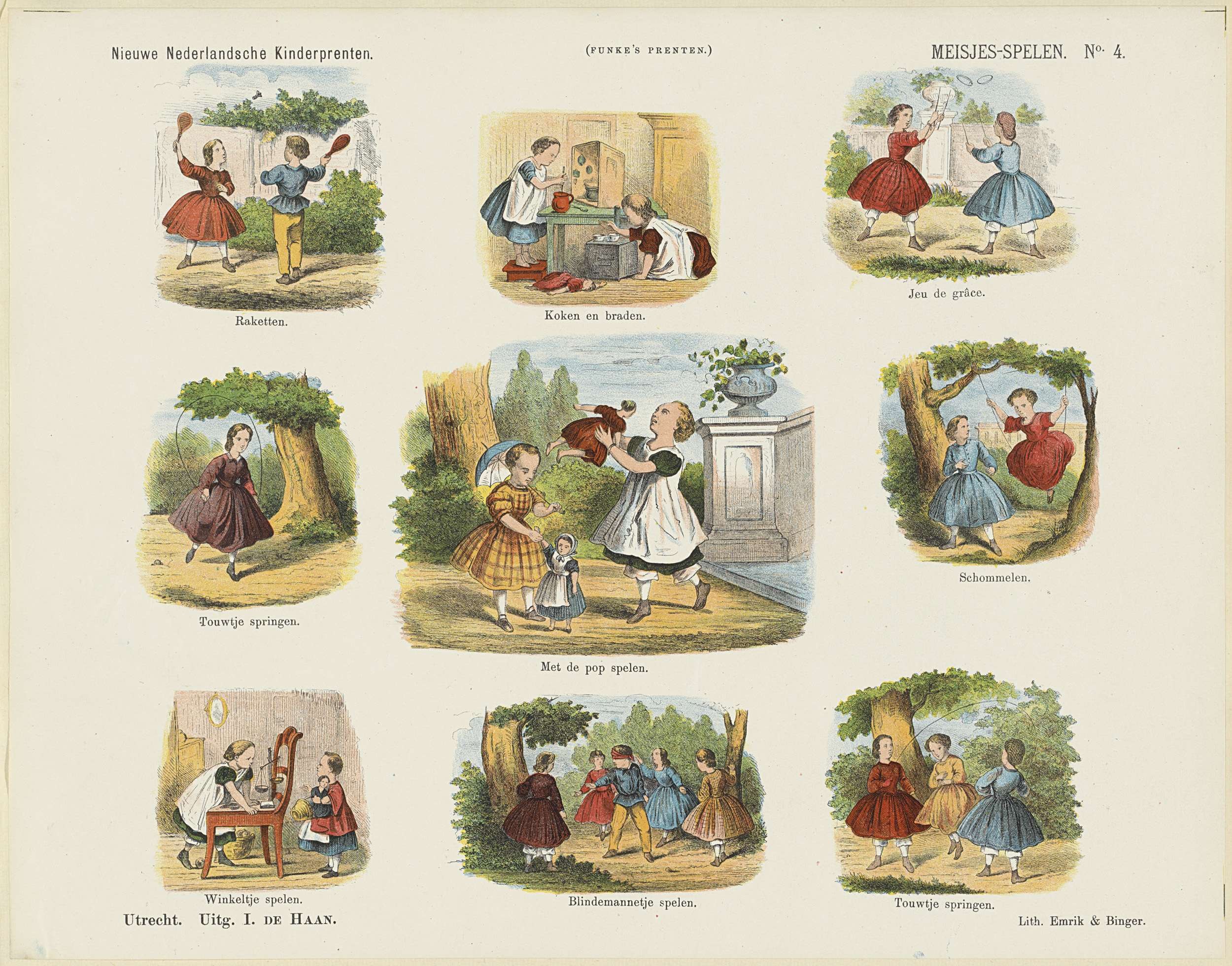 Ein Kinderbuch mit Fotos von Kindern, die im Park spielen, umgeben von Bäumen und Gegenständen, mit begleitendem Text.