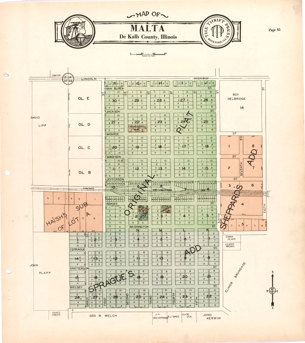 Ein detaillierter alter Stadtplan von Malta mit Straßen, Gebäuden, Sehenswürdigkeiten und zusätzlichen Informationen.