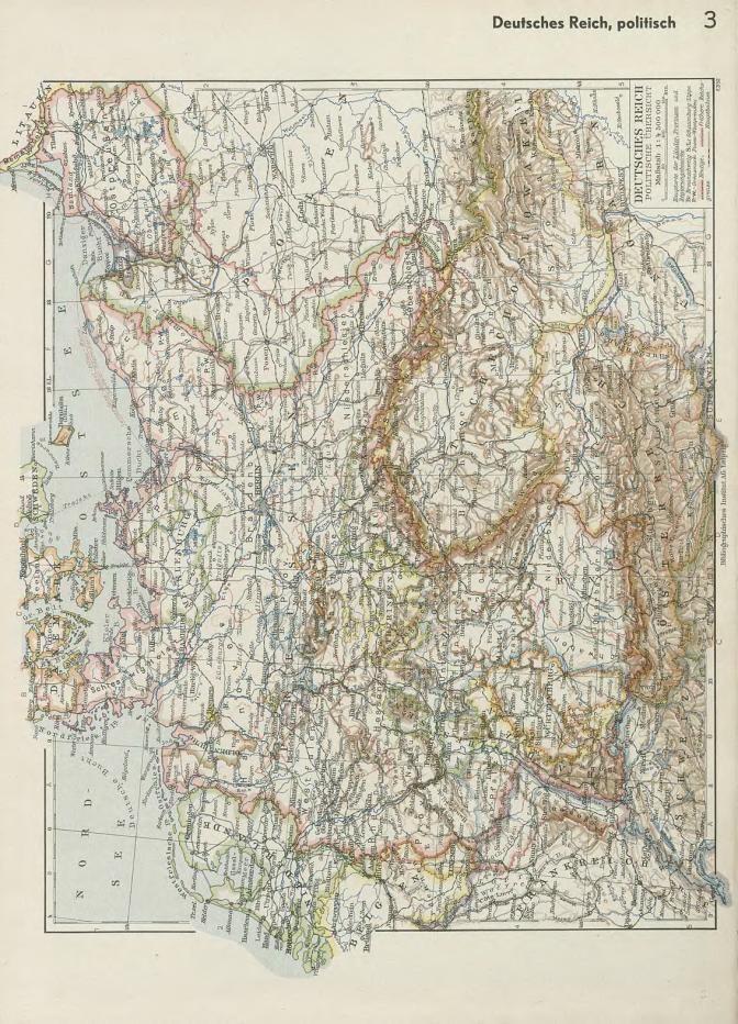 Eine Karte von Deutschland aus dem 19. Jahrhundert, die die politischen Teilungen des Landes zeigt, auf altem Papier gedruckt mit beschreibendem Text oben und unten.