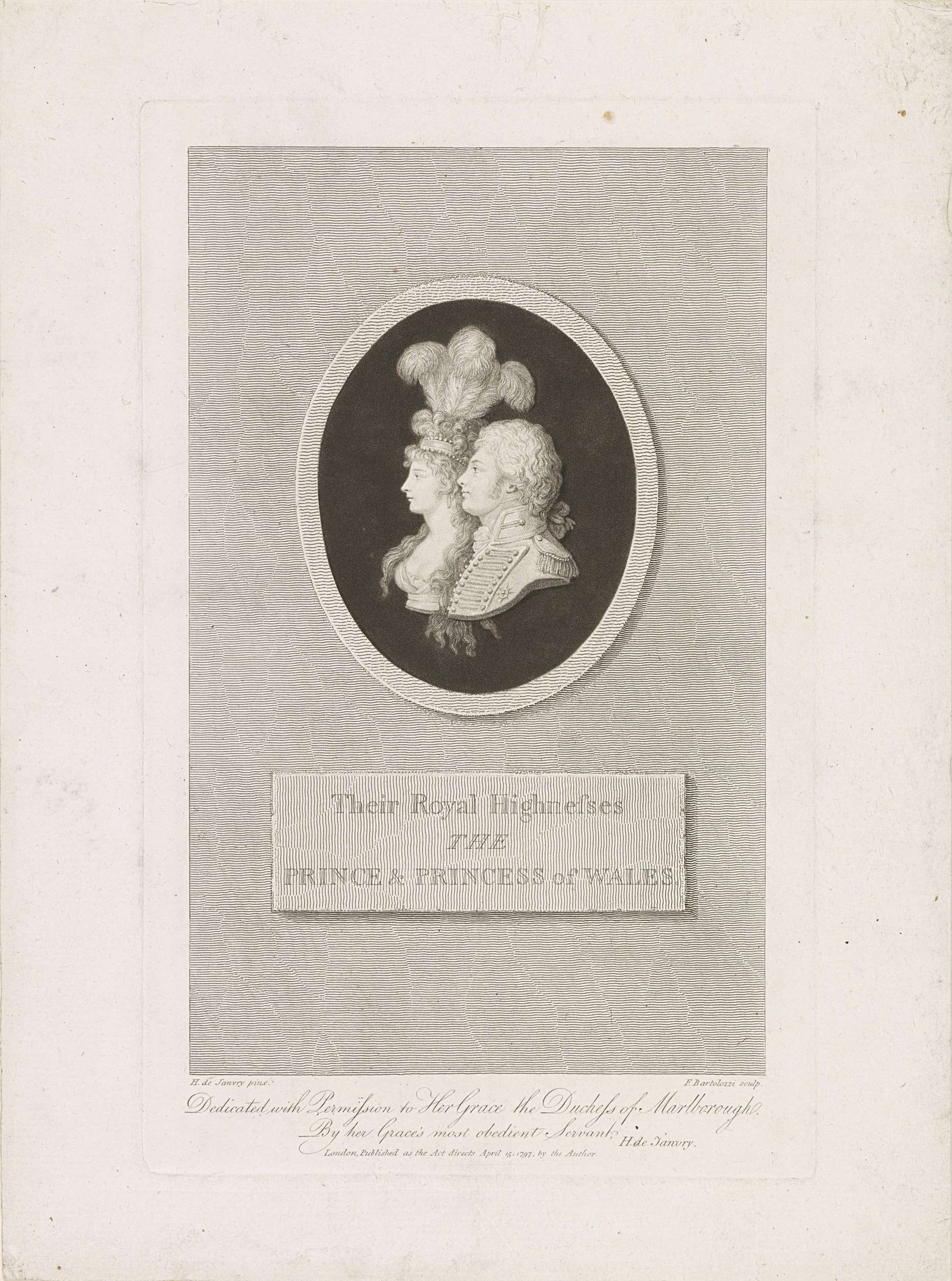 Schwarzes und weißes Papier mit einem Foto des Prinzen und der Prinzessin von Wales und Text.