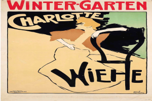 Frau auf einem Stuhl sitzend auf einem Plakat, das ein Wintergarten-Event in Charlotte bewirbt, mit Textbeschreibung des Events.