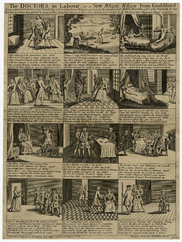 Ein Blatt mit Abbildungen eines Arztes im Laborkittel, einer Krankenschwester in einem Kleid und eines Patienten in einem Krankenhausbett, zusammen mit Text, der die Ärzte und ihre Arbeit beschreibt.