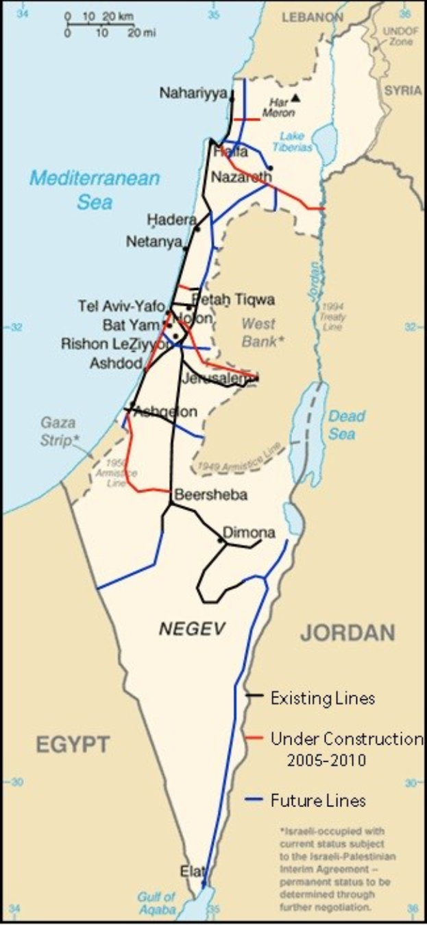 Eine detaillierte Karte von Israel und Palästina, die Städte, Flüsse und geografische Merkmale zeigt, mit Text und Linien, die das Ausmaß des Konflikts zwischen den beiden Ländern angeben.